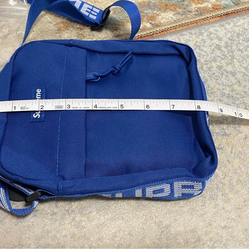 NWT Unisex Supreme Logo Strap Canvas Shoulder Bag In Royal Blue 7” X 8.5” X 1.6” - Picture 9 of 10